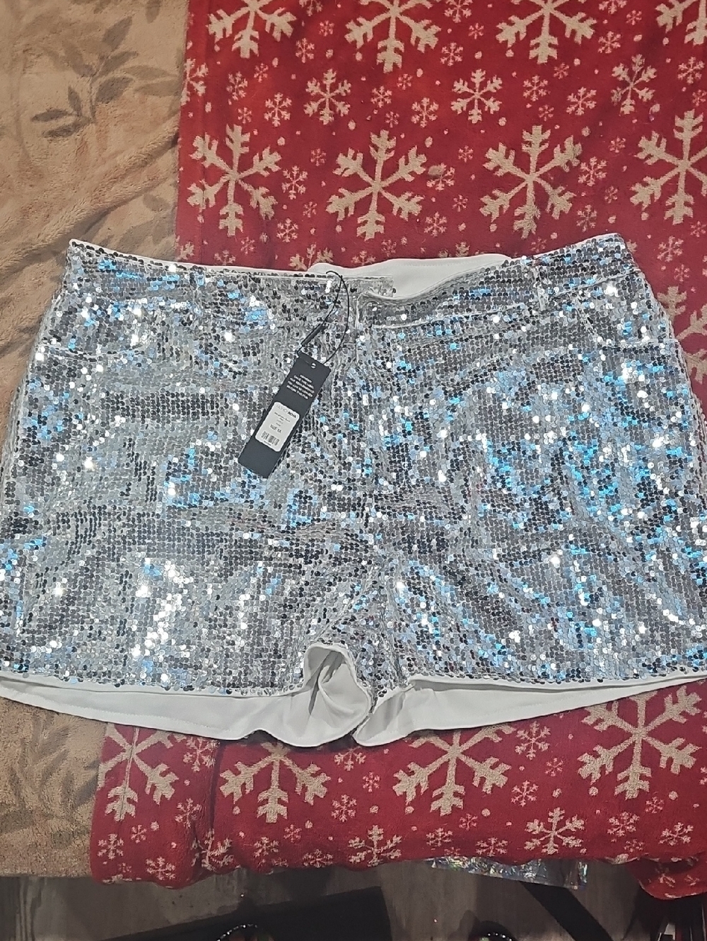 Fashion Nova Silver Sequin Skort Shorts